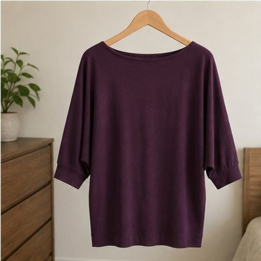Plum Boat Neck Dolman Top